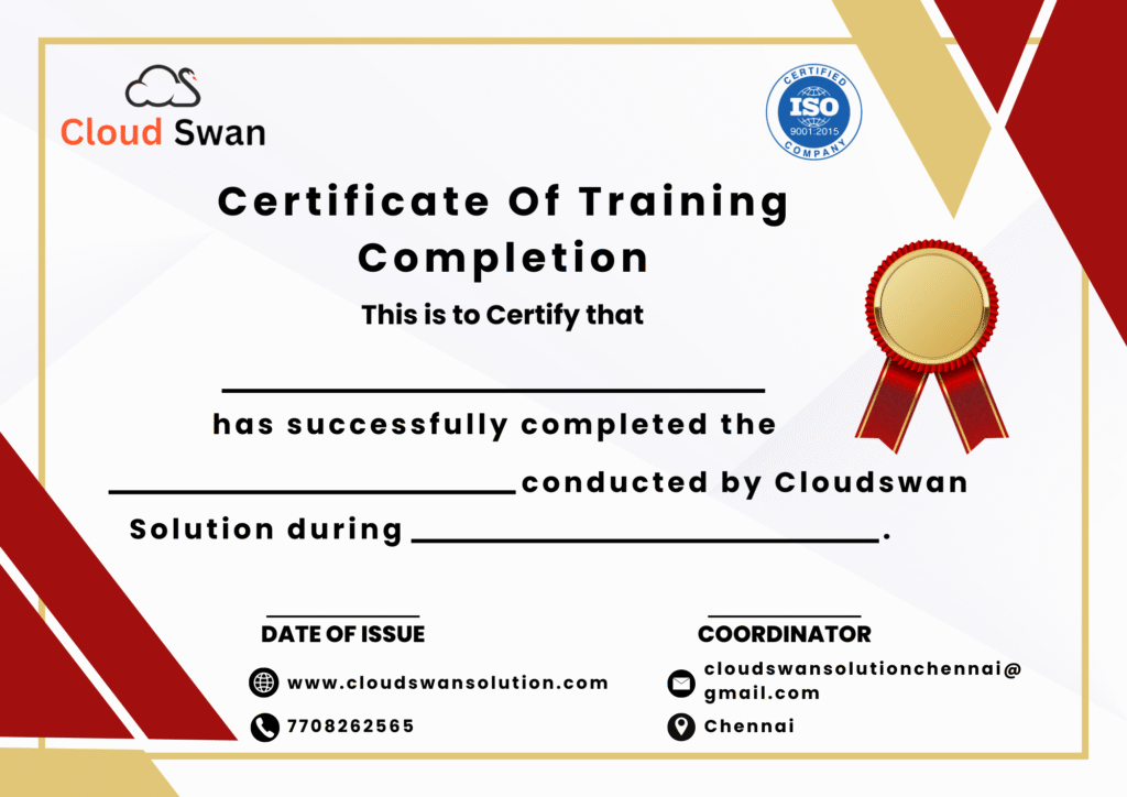Cloudswan solution Training Certificate